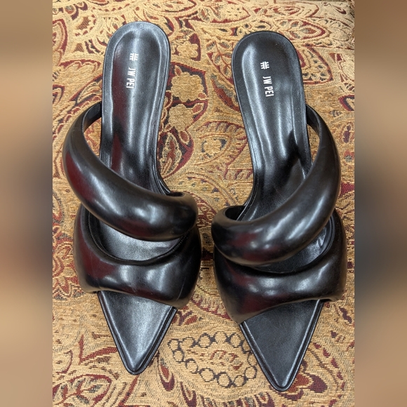 JW PEI Shoes - JW PEI Black Sculpted Padded-Strip Pointed Mule(Pre-loved)